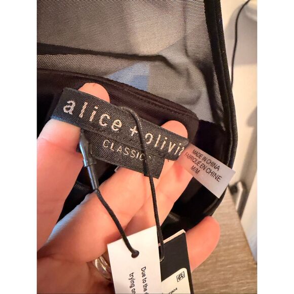 NWT Alice + Olivia Nichol Mesh Bodysuit in Black Size Medium - Picture 4 of 8